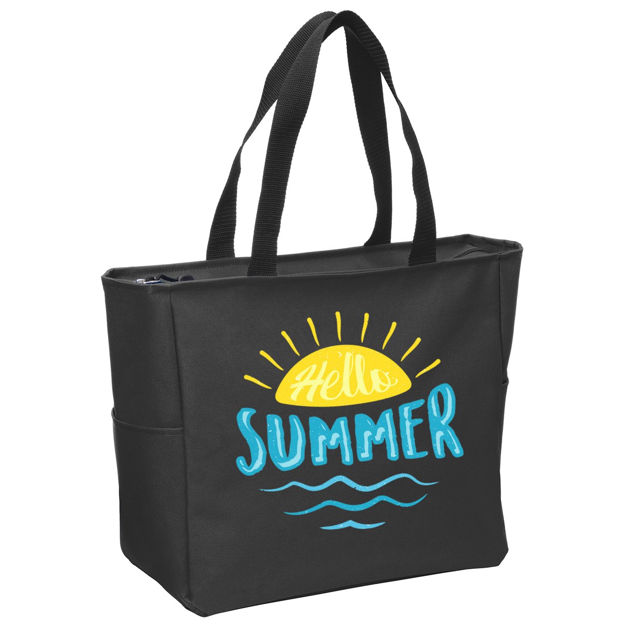 Hello Summer Sunset Zip Tote Bag