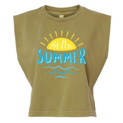 Hello Summer Sunset Garment-Dyed Women's Muscle Tee