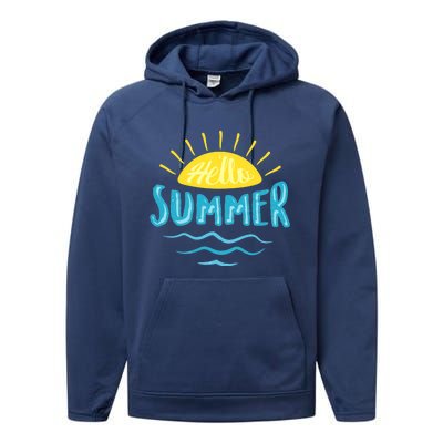 Hello Summer Sunset Performance Fleece Hoodie