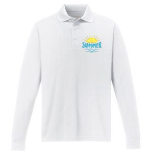 Hello Summer Sunset Performance Long Sleeve Polo