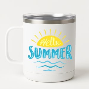 Hello Summer Sunset 12 oz Stainless Steel Tumbler Cup