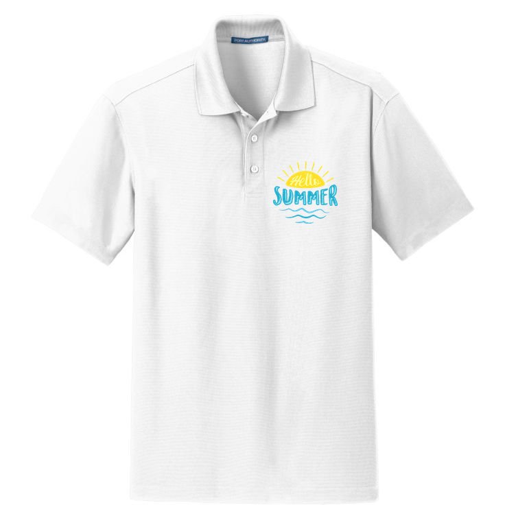Hello Summer Sunset Dry Zone Grid Polo