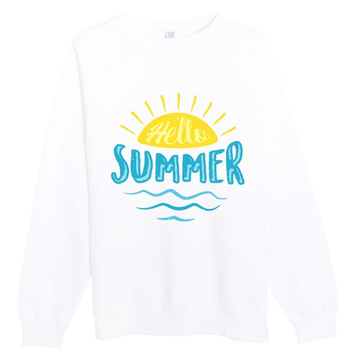 Hello Summer Sunset Premium Crewneck Sweatshirt