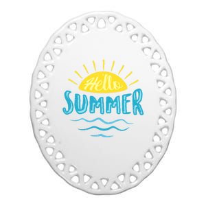 Hello Summer Sunset Ceramic Oval Ornament