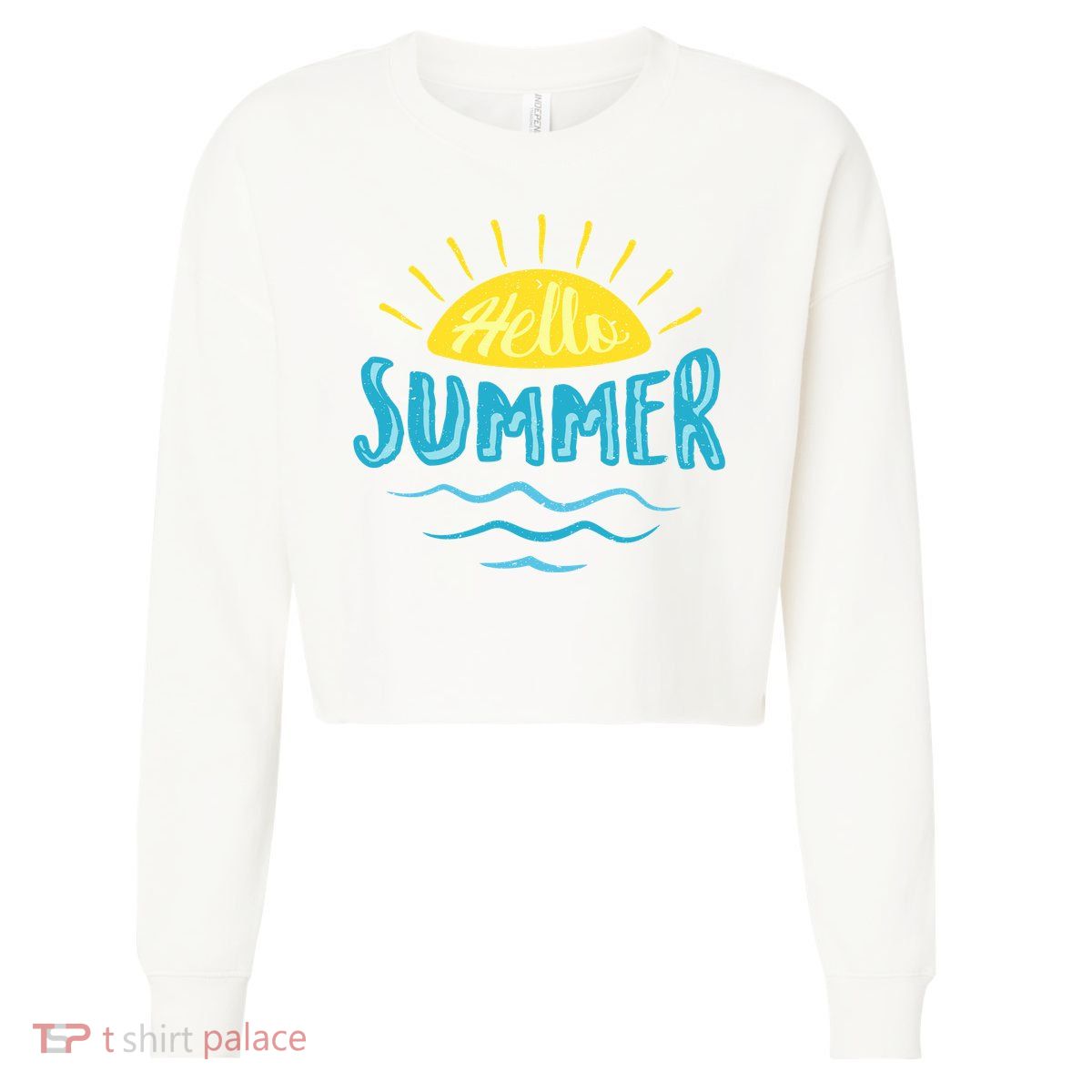 Hello Summer Sunset Cropped Pullover Crew