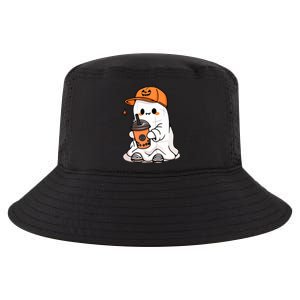 Halloween Spooky Season Cute Little Ghost Drinking Coffee Gift Cool Comfort Performance Bucket Hat