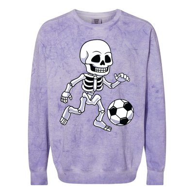 Halloween Skeleton Soccer Player Boy Kids Colorblast Crewneck Sweatshirt