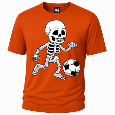 Halloween Skeleton Soccer Player Boy Kids Cooling Performance Crew T-Shirt