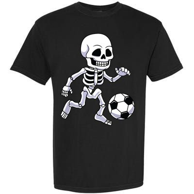 Halloween Skeleton Soccer Player Boy Kids Garment-Dyed Heavyweight T-Shirt