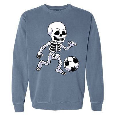 Halloween Skeleton Soccer Player Boy Kids Garment-Dyed Sweatshirt