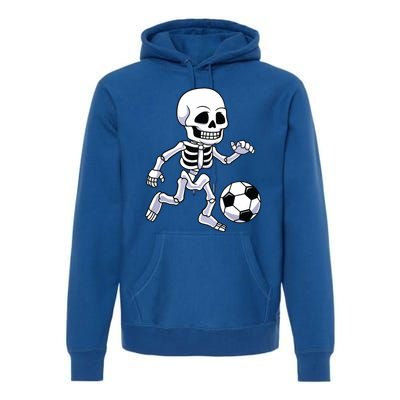 Halloween Skeleton Soccer Player Boy Kids Premium Hoodie