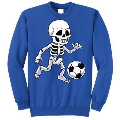 Halloween Skeleton Soccer Player Boy Kids Tall Sweatshirt