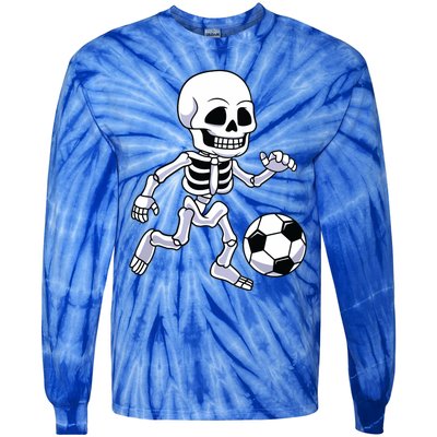 Halloween Skeleton Soccer Player Boy Kids Tie-Dye Long Sleeve Shirt