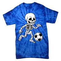 Halloween Skeleton Soccer Player Boy Kids Tie-Dye T-Shirt