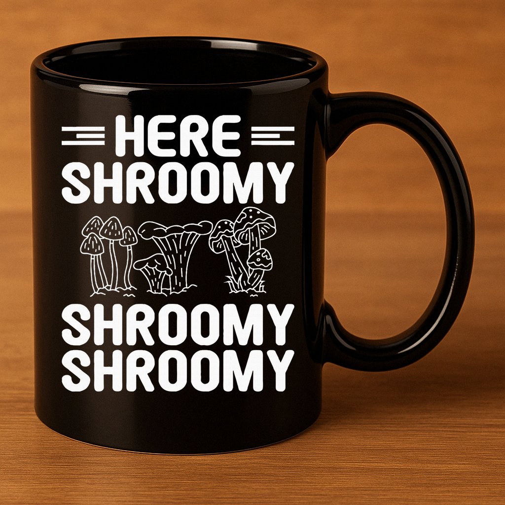 Here Shroomy Shroomy Shroomy Morel Mushroom Hunting 11oz C Handle Ceramic Mug