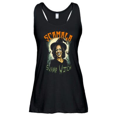 Halloween Scamala Swamp Witch Funny Anti Kamala Harris 2024 Gift Ladies Essential Flowy Tank