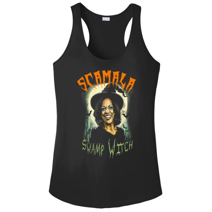 Halloween Scamala Swamp Witch Funny Anti Kamala Harris 2024 Gift Ladies PosiCharge Competitor Racerback Tank