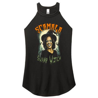 Halloween Scamala Swamp Witch Funny Anti Kamala Harris 2024 Gift Women's Perfect Tri Rocker Tank