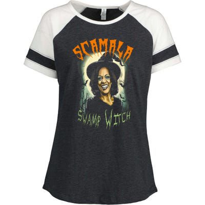 Halloween Scamala Swamp Witch Funny Anti Kamala Harris 2024 Gift Enza Ladies Jersey Colorblock Tee