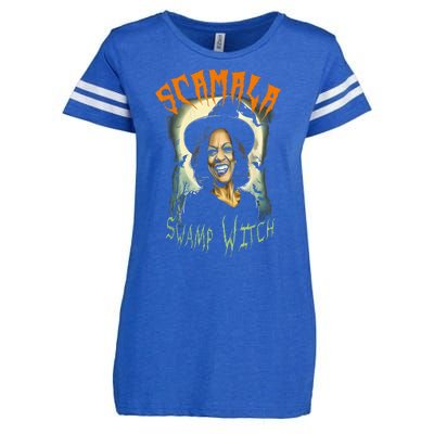 Halloween Scamala Swamp Witch Funny Anti Kamala Harris 2024 Gift Enza Ladies Jersey Football T-Shirt