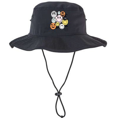 Halloween Smileys Spooky Vibes Emotional Face Retro Groovy Legacy Cool Fit Booney Bucket Hat