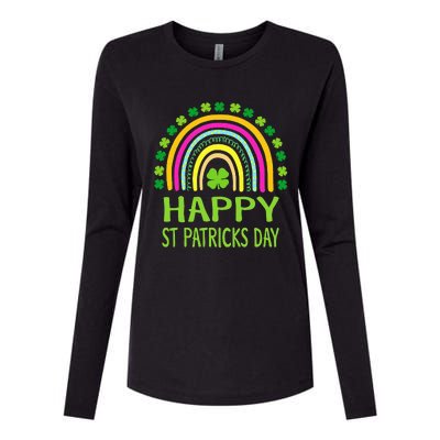 Happy St Saint Patrick's Day Rainbow shamrock Womens Cotton Relaxed Long Sleeve T-Shirt