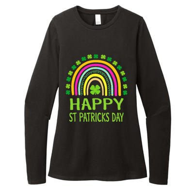 Happy St Saint Patrick's Day Rainbow shamrock Womens CVC Long Sleeve Shirt