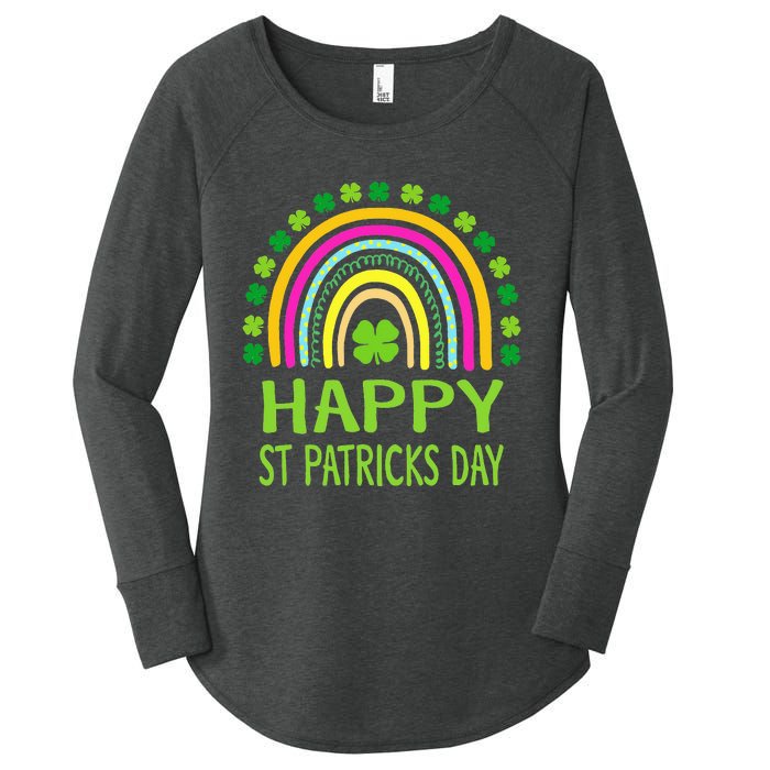 Happy St Saint Patrick's Day Rainbow shamrock Women's Perfect Tri Tunic Long Sleeve Shirt