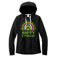 Happy St Saint Patrick's Day Rainbow shamrock Women's Fleece Hoodie