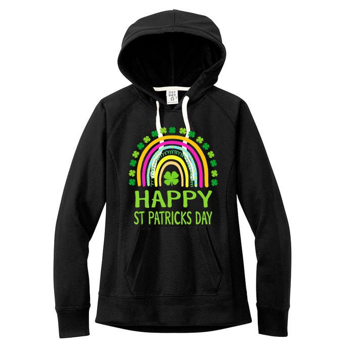 Happy St Saint Patrick's Day Rainbow shamrock Women's Fleece Hoodie