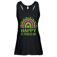 Happy St Saint Patrick's Day Rainbow shamrock Ladies Essential Flowy Tank