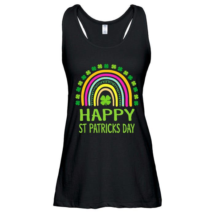 Happy St Saint Patrick's Day Rainbow shamrock Ladies Essential Flowy Tank