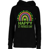 Happy St Saint Patrick's Day Rainbow shamrock Womens Funnel Neck Pullover Hood