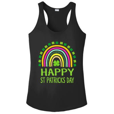 Happy St Saint Patrick's Day Rainbow shamrock Ladies PosiCharge Competitor Racerback Tank