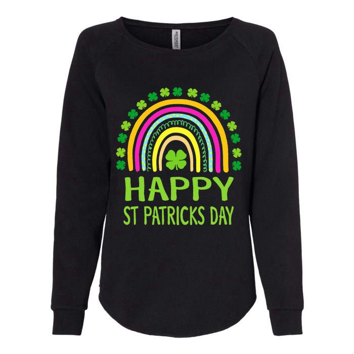 Happy St Saint Patrick's Day Rainbow shamrock Womens California Wash Sweatshirt