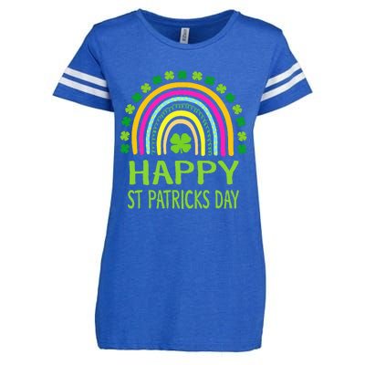 Happy St Saint Patrick's Day Rainbow shamrock Enza Ladies Jersey Football T-Shirt