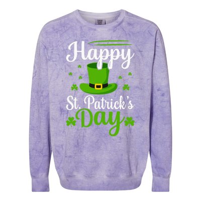 Happy St Saint Patrick's Day hat shamrock Colorblast Crewneck Sweatshirt