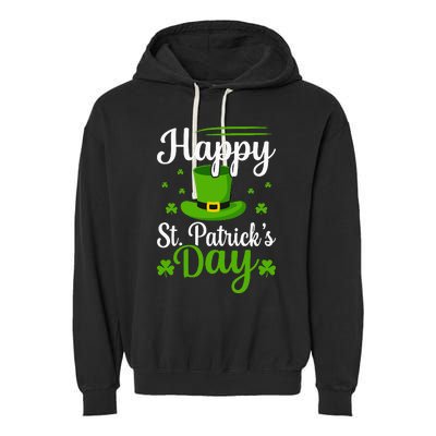 Happy St Saint Patrick's Day hat shamrock Garment-Dyed Fleece Hoodie