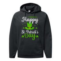 Happy St Saint Patrick's Day hat shamrock Performance Fleece Hoodie