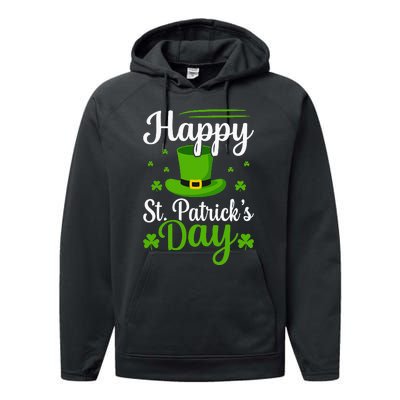 Happy St Saint Patrick's Day hat shamrock Performance Fleece Hoodie