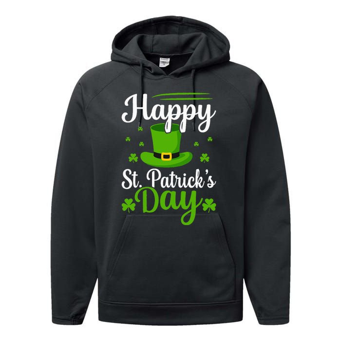 Happy St Saint Patrick's Day hat shamrock Performance Fleece Hoodie