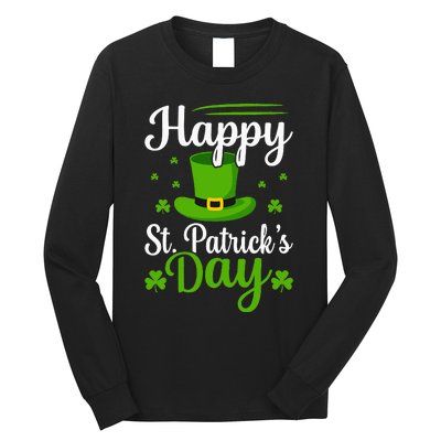 Happy St Saint Patrick's Day hat shamrock Long Sleeve Shirt