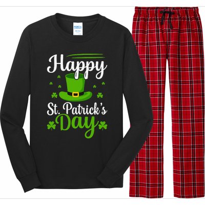 Happy St Saint Patrick's Day hat shamrock Long Sleeve Pajama Set