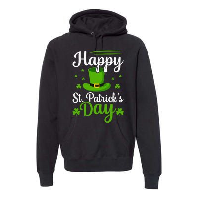 Happy St Saint Patrick's Day hat shamrock Premium Hoodie