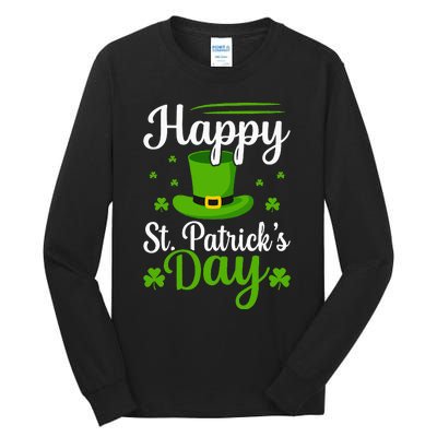 Happy St Saint Patrick's Day hat shamrock Tall Long Sleeve T-Shirt