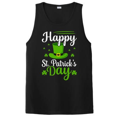 Happy St Saint Patrick's Day hat shamrock PosiCharge Competitor Tank