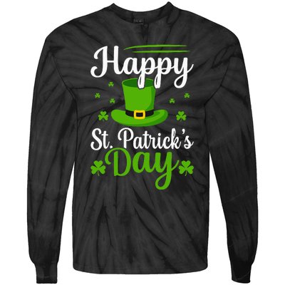 Happy St Saint Patrick's Day hat shamrock Tie-Dye Long Sleeve Shirt