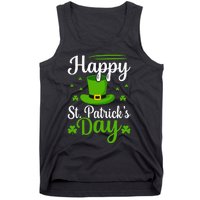 Happy St Saint Patrick's Day hat shamrock Tank Top