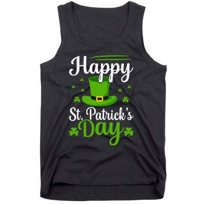 Happy St Saint Patrick's Day hat shamrock Tank Top