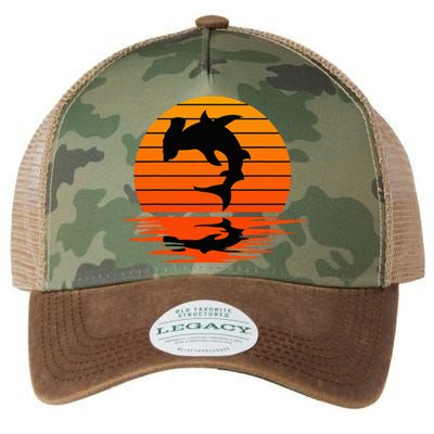 Hammerhead Shark Sihouette Sunset Legacy Tie Dye Trucker Hat